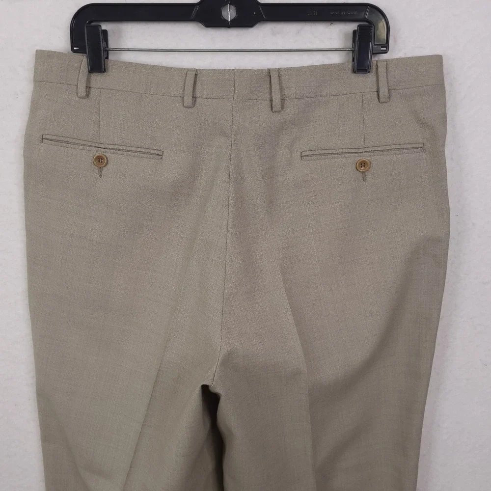 Canali Dress Pants Pleated Trousers Mens 36x28 Tan Wool Made in Italy Luxury